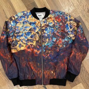 Flux Luxury Multicolor Printed Bomber Mens Jacket Size Large